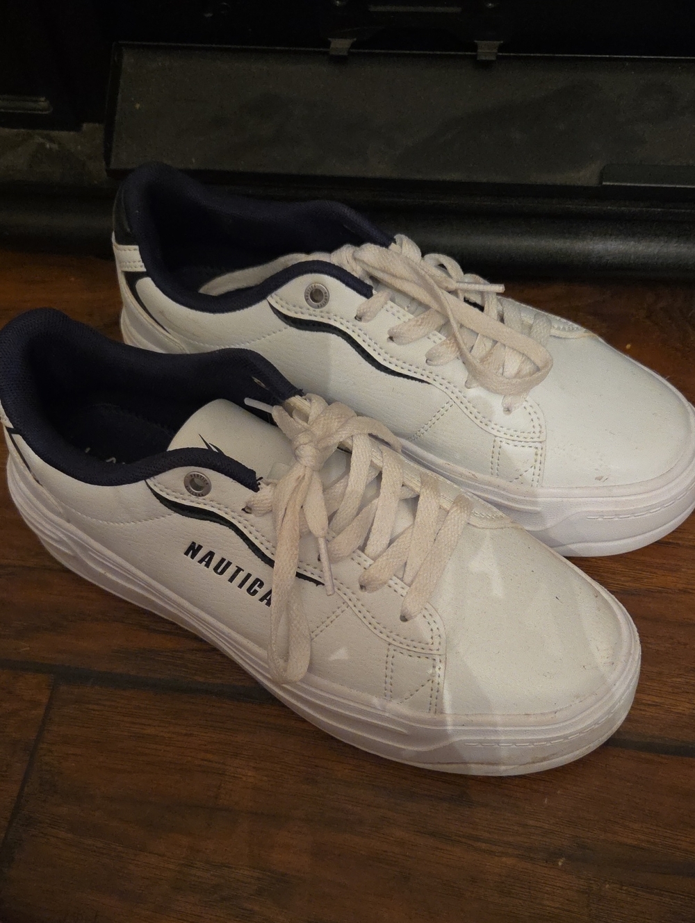 Nautica White and Navy Low-Top Sneakers